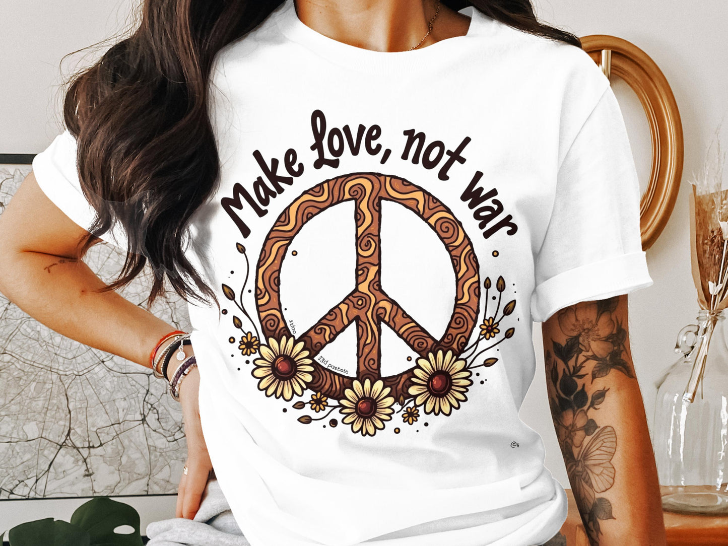Make Love Not War Peace Sign Graphic T-Shirt product