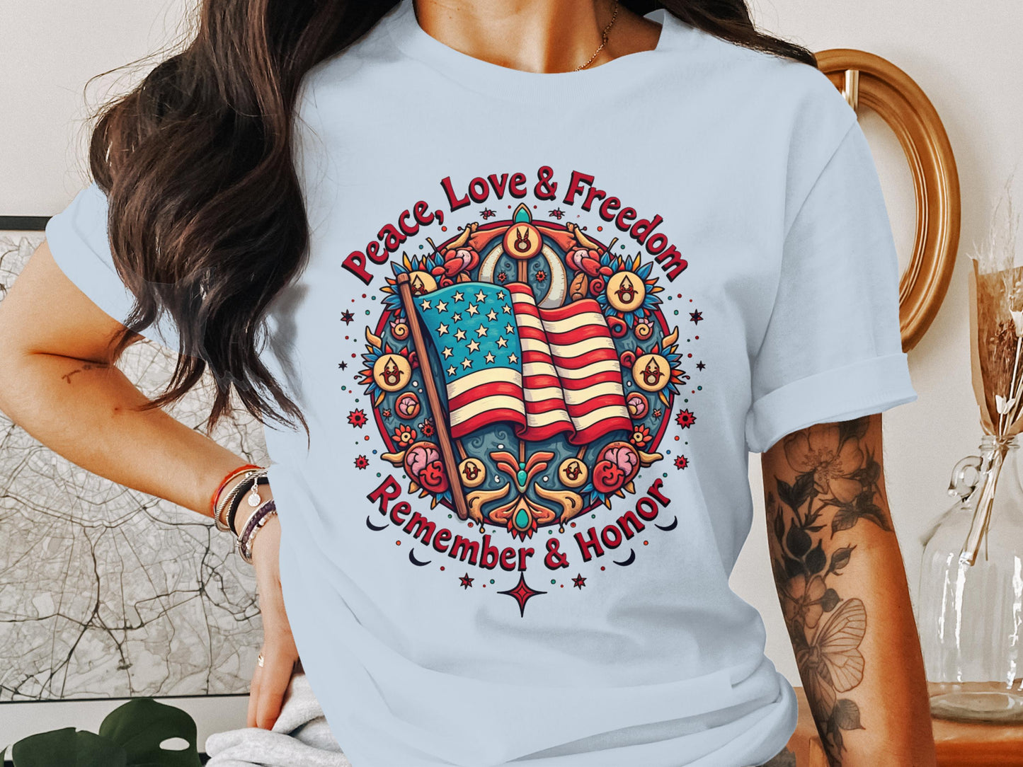 Peace Love Freedom Remember Honor Graphic Tee product type