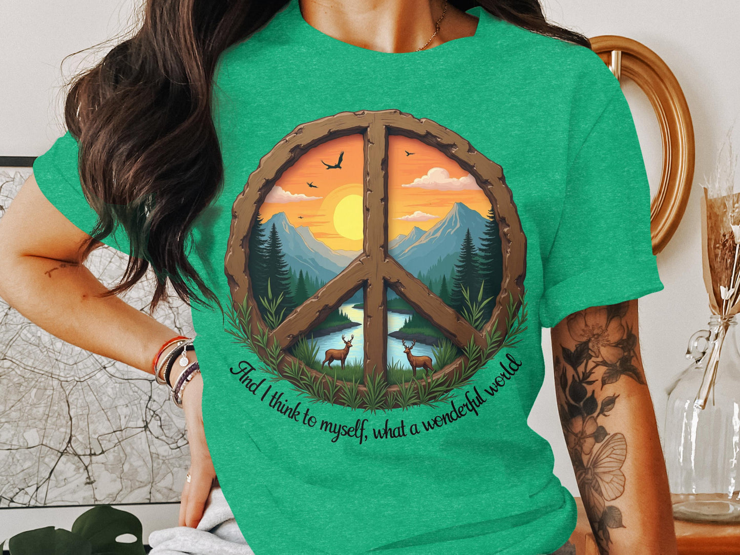 Wonderful World Peace Sign Graphic T-shirt product
