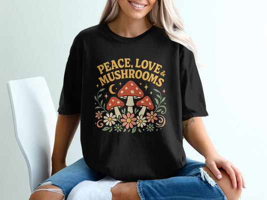 Peace Love Mushrooms Graphic Unisex T-Shirt product type