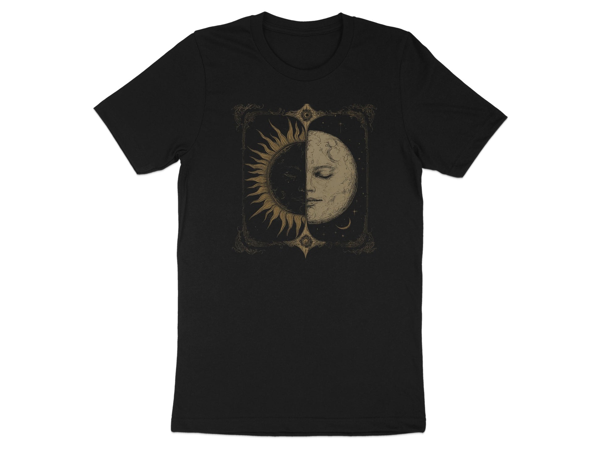 Sun and Moon Design Black T-Shirt for Stylish Look