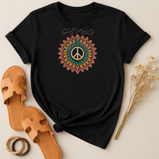 Colorful Peace Mandala Flower Graphic T-shirt product