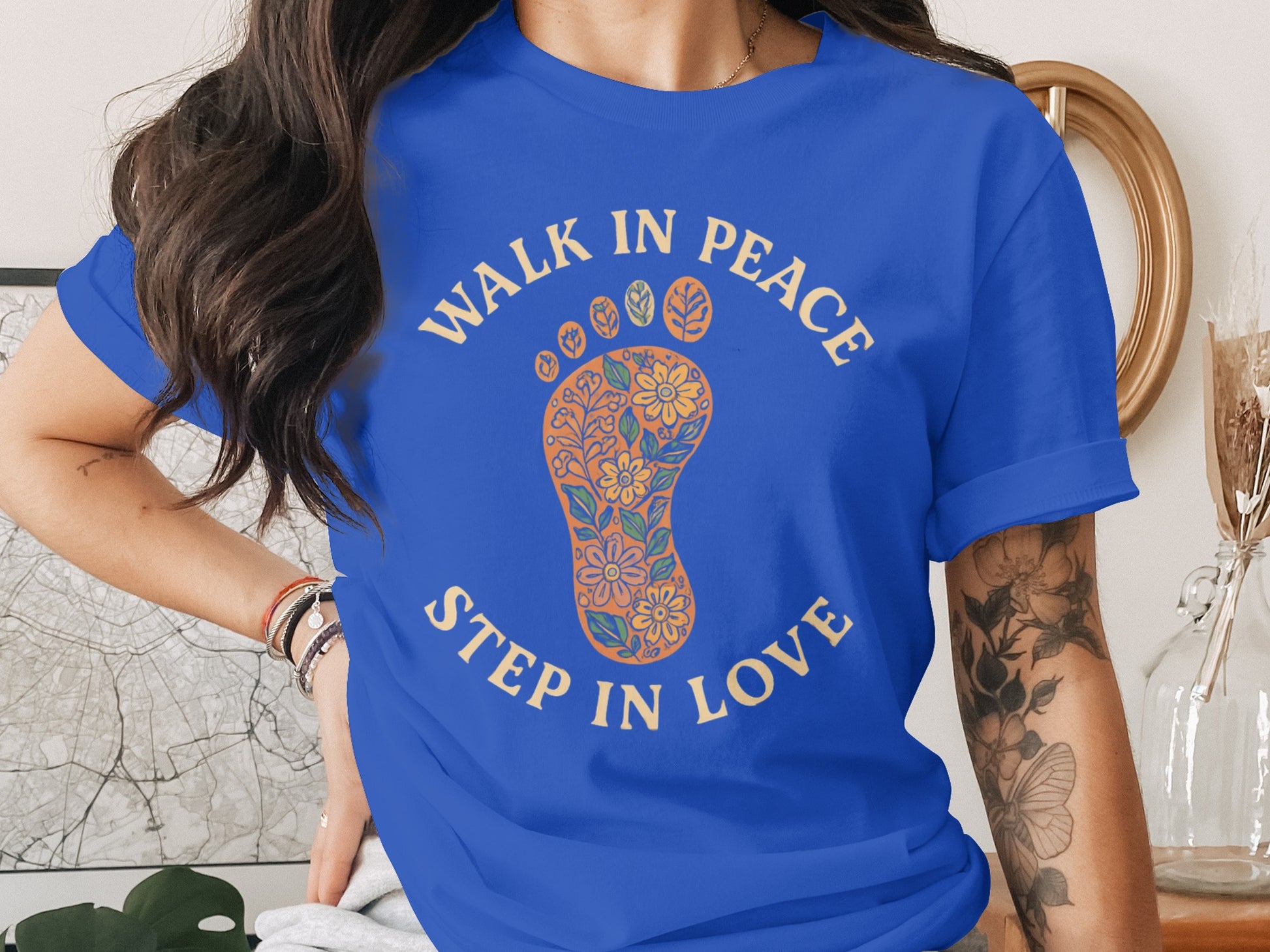Walk in Peace Step in Love Graphic T-shirt product
