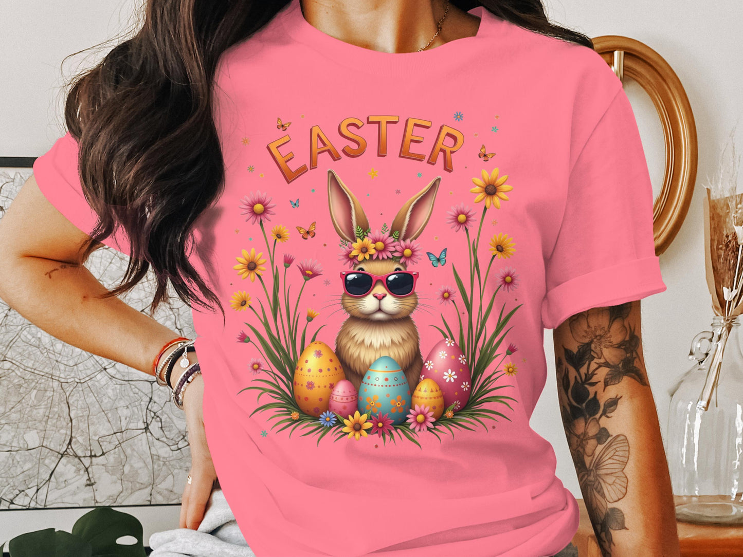 Colorful Easter Bunny with Sunglasses T-shirt product