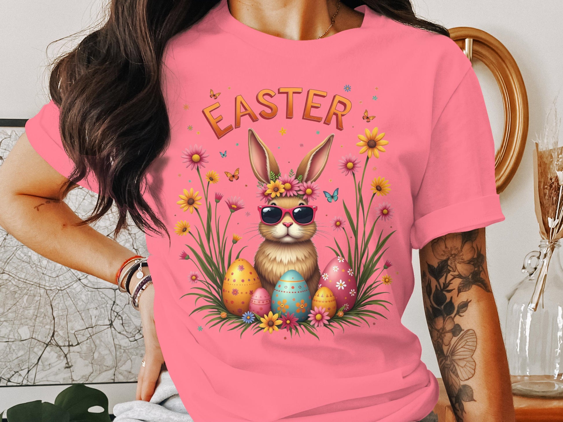 Colorful Easter Bunny with Sunglasses T-shirt product