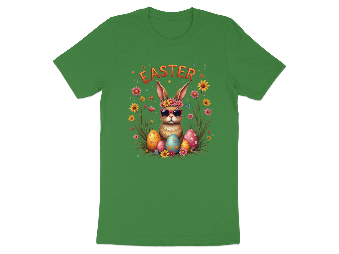 Easter Bunny with Eggs Green Unisex Tee product type