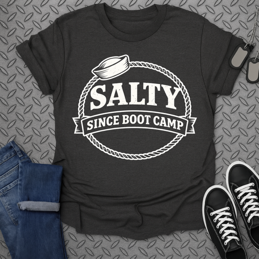Salty Since Boot Camp Graphic Tee for Veterans Shirt