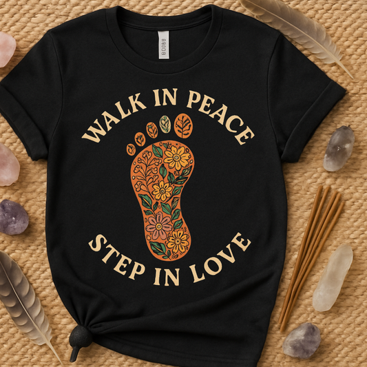 Walk in Peace Step in Love Graphic Tee product