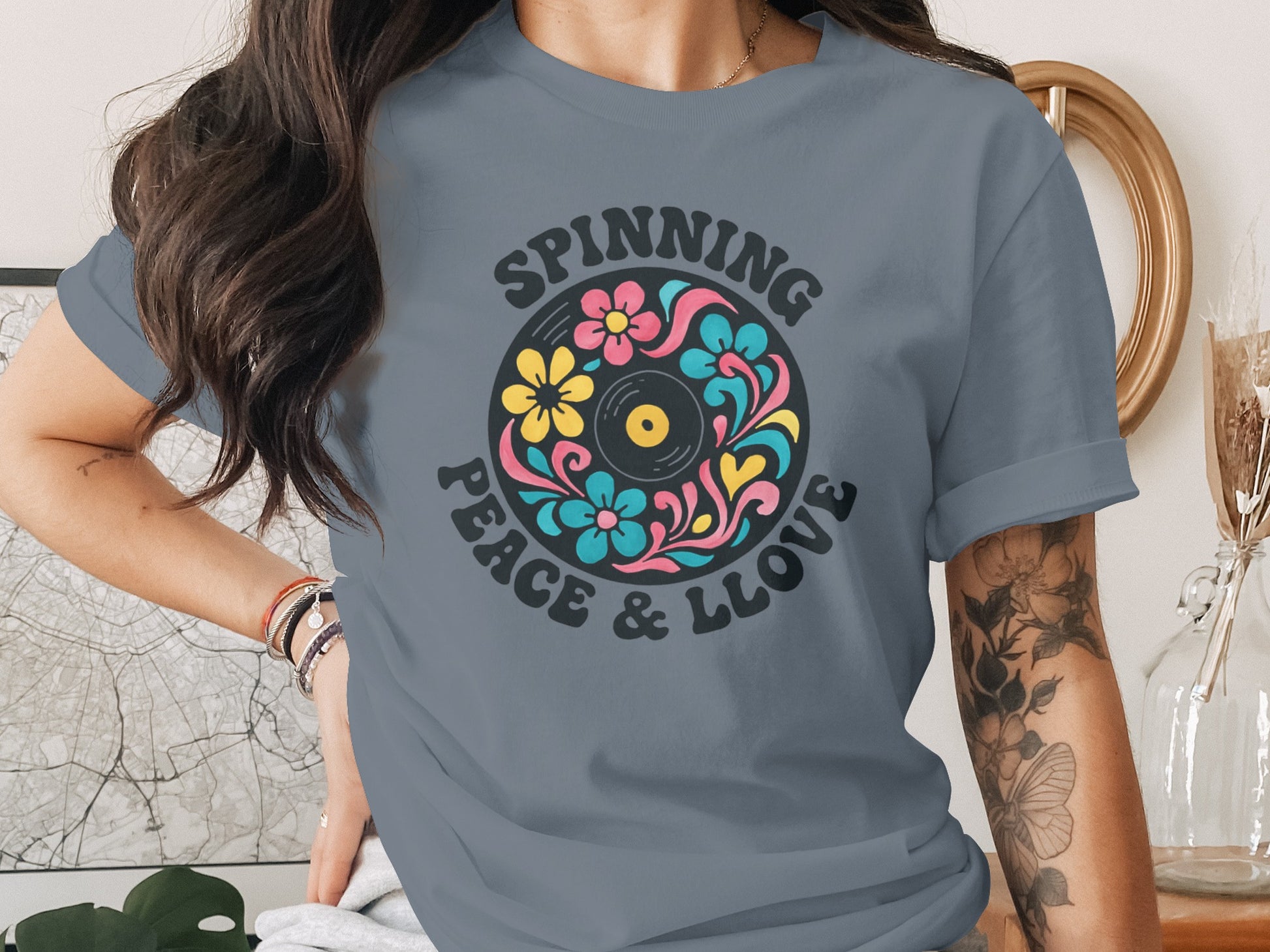 Spinning Peace and Love Graphic Tee T-shirt product type