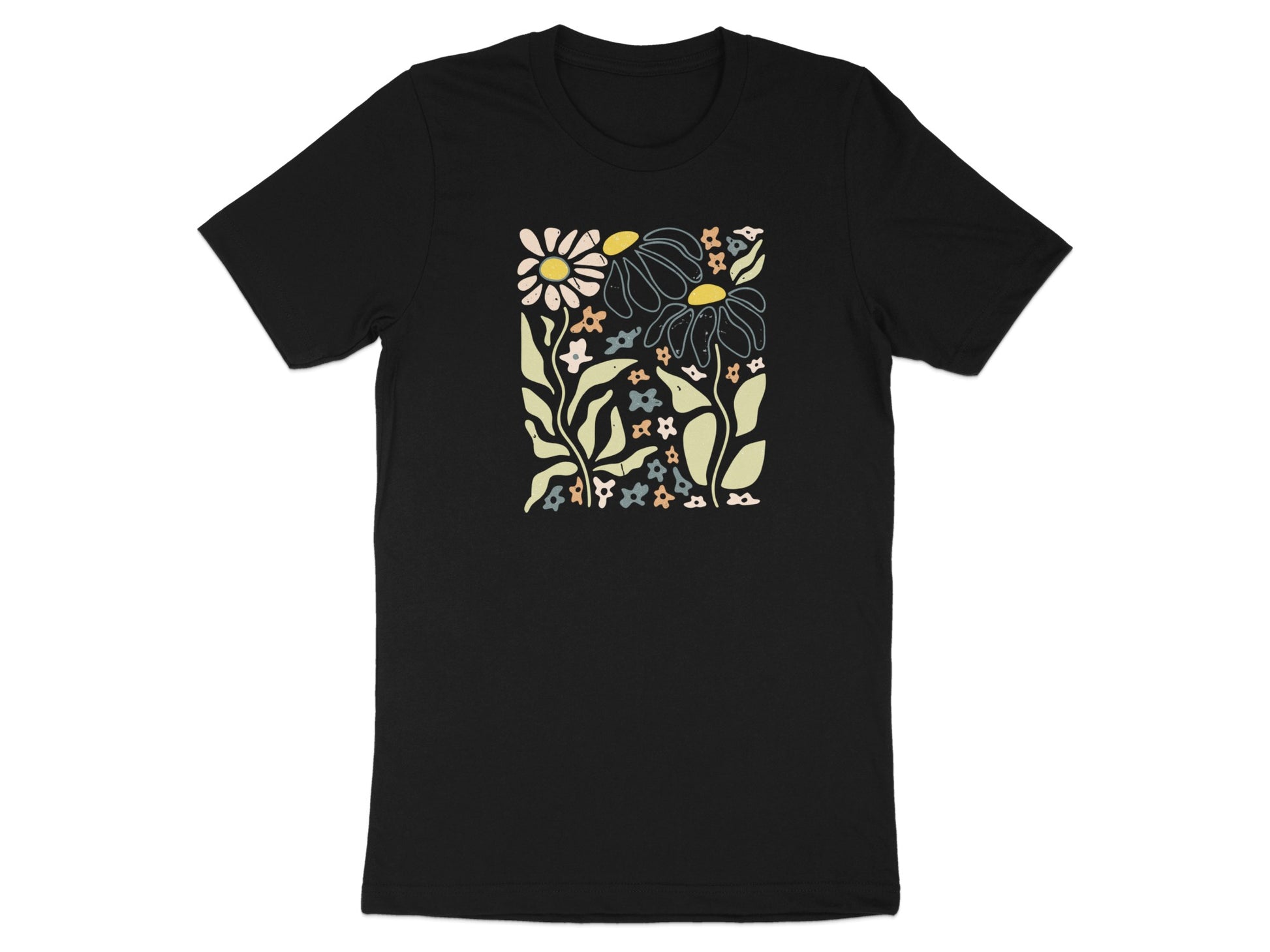 Floral Print Black Graphic T-shirt product