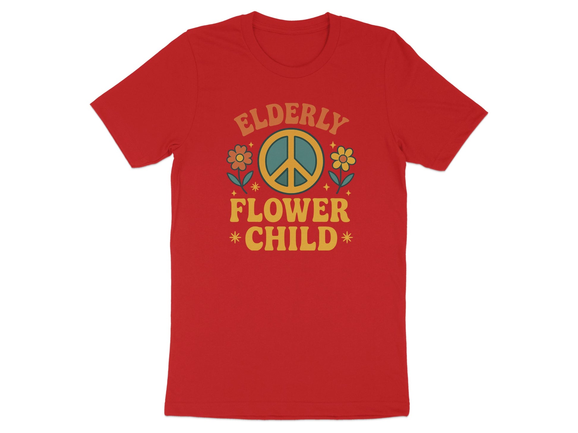 Elderly Flower Child Peace Sign Graphic Tee product