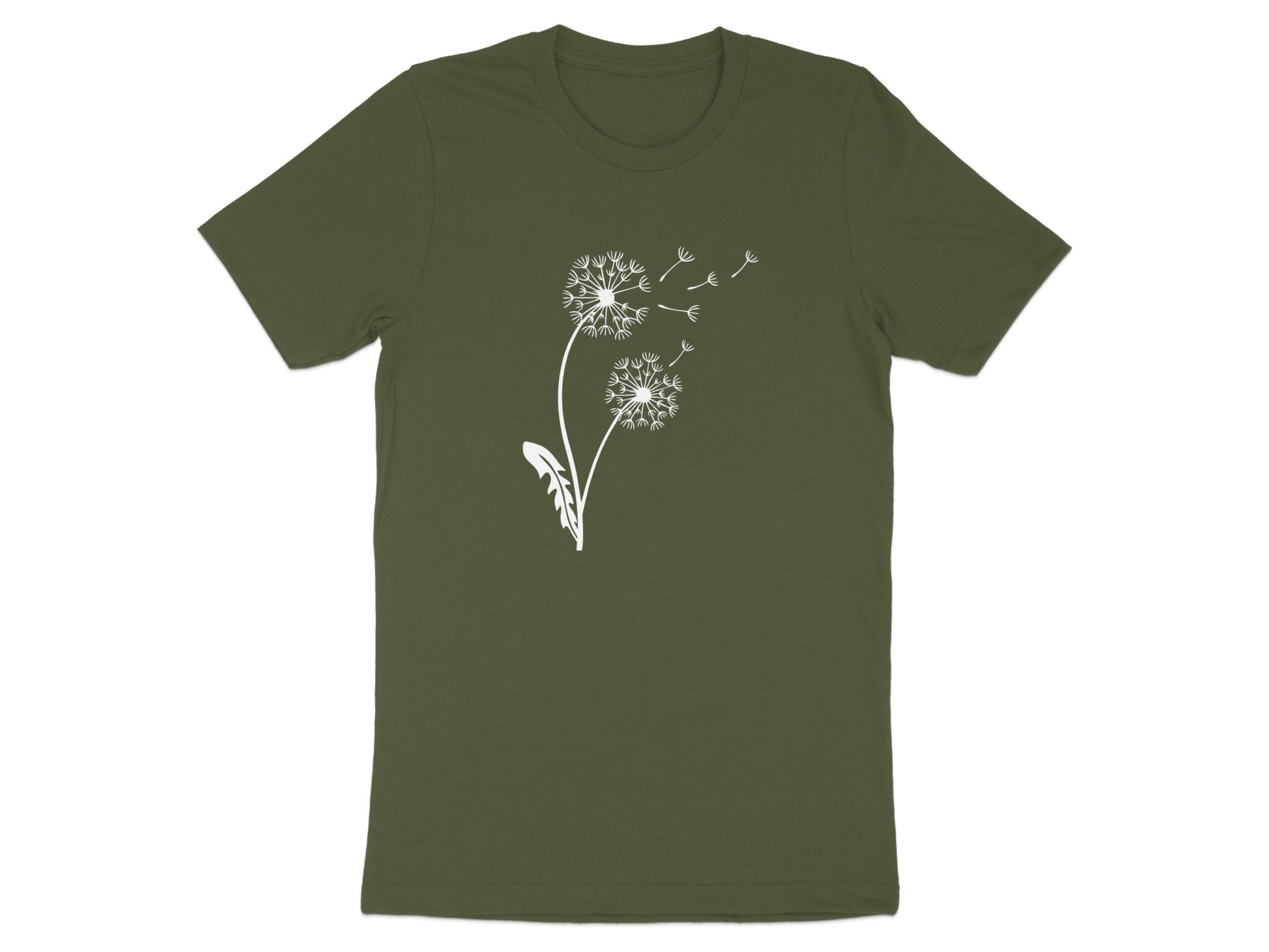 Stylish Dandelion Graphic on Green Shirt
