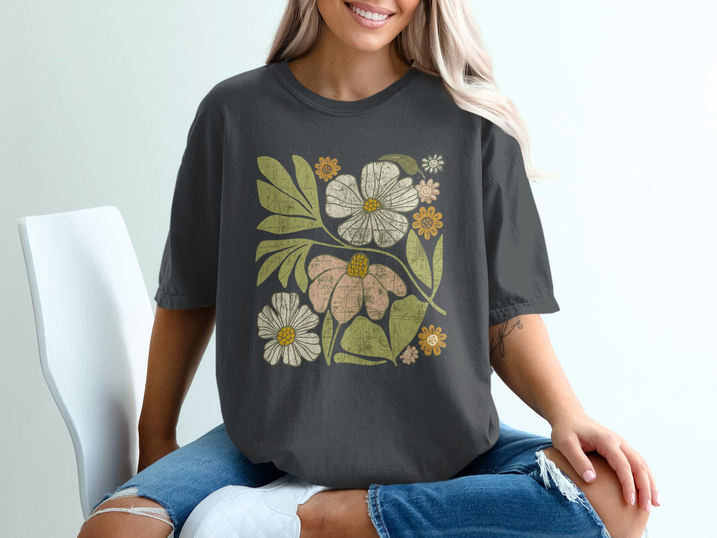 Floral Print Graphic Tee Casual Wear Fashion Product