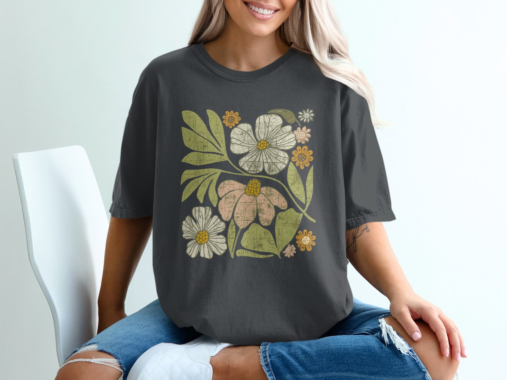 Floral Print Graphic Tee Casual Wear Fashion Product