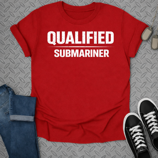 QUALIFIED SUBMARINER Mens Graphic Print red t-shirt