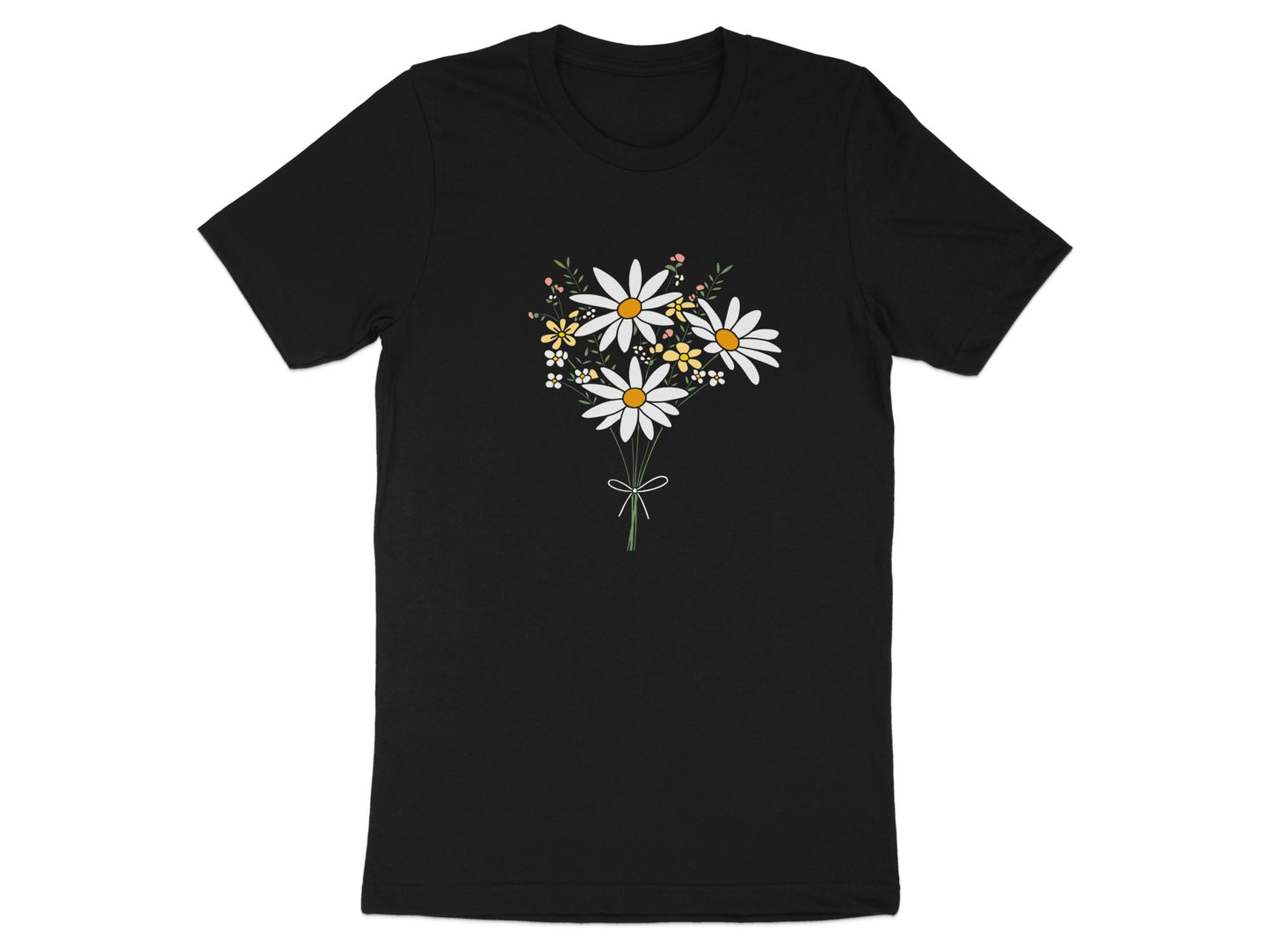 Lovely White Daisy Bouquet Printed T-shirt
