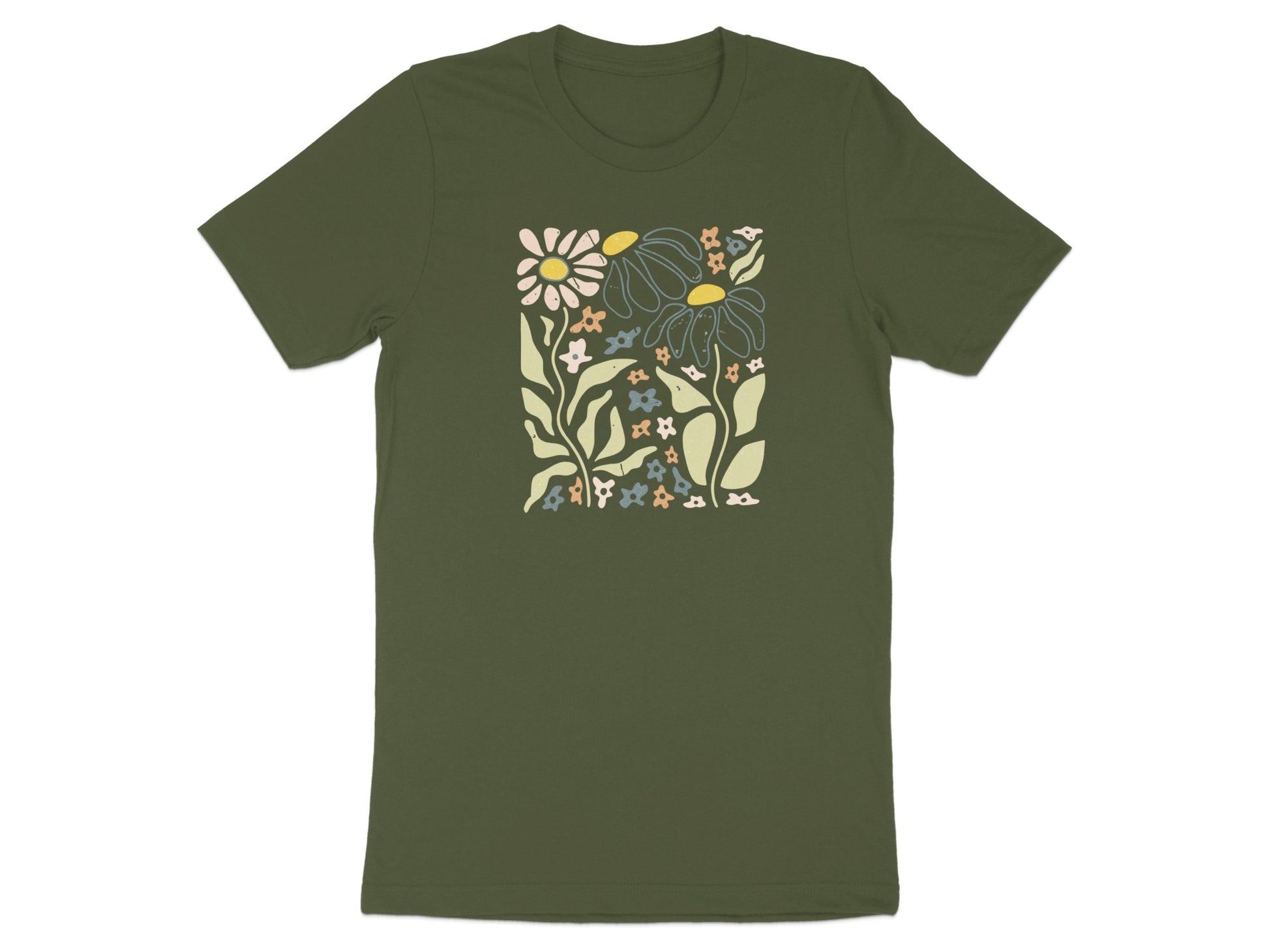 Floral Graphic Olive Green Short Sleeve T Shirt product type