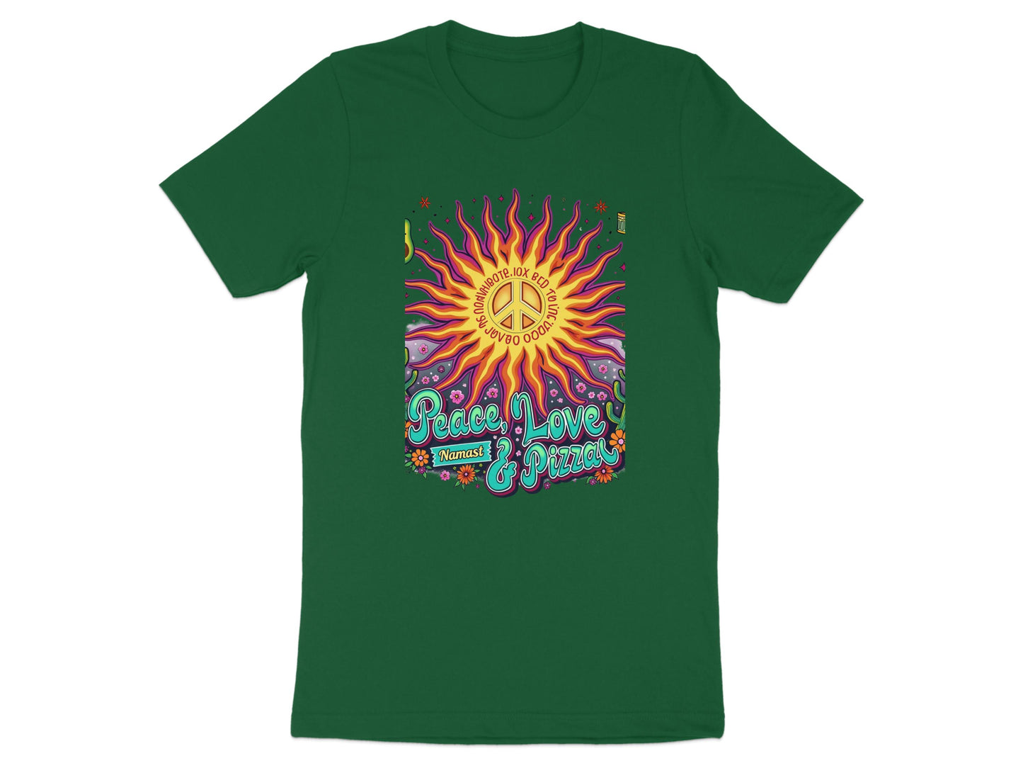 Bright Colorful Sun Peace Love Pizza Shirt product