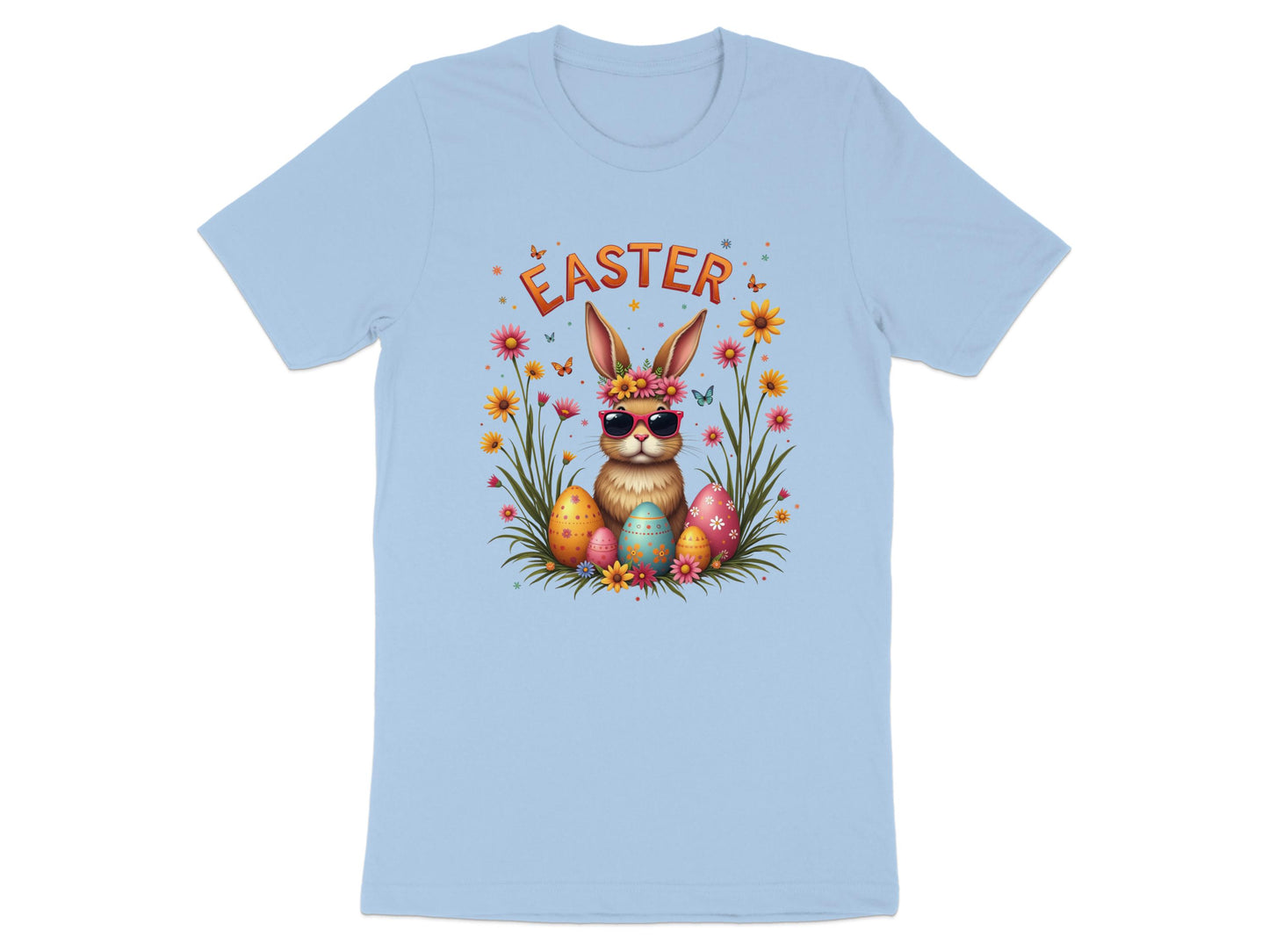 Cute Easter Bunny with Floral Eggs Design T-Shirt product