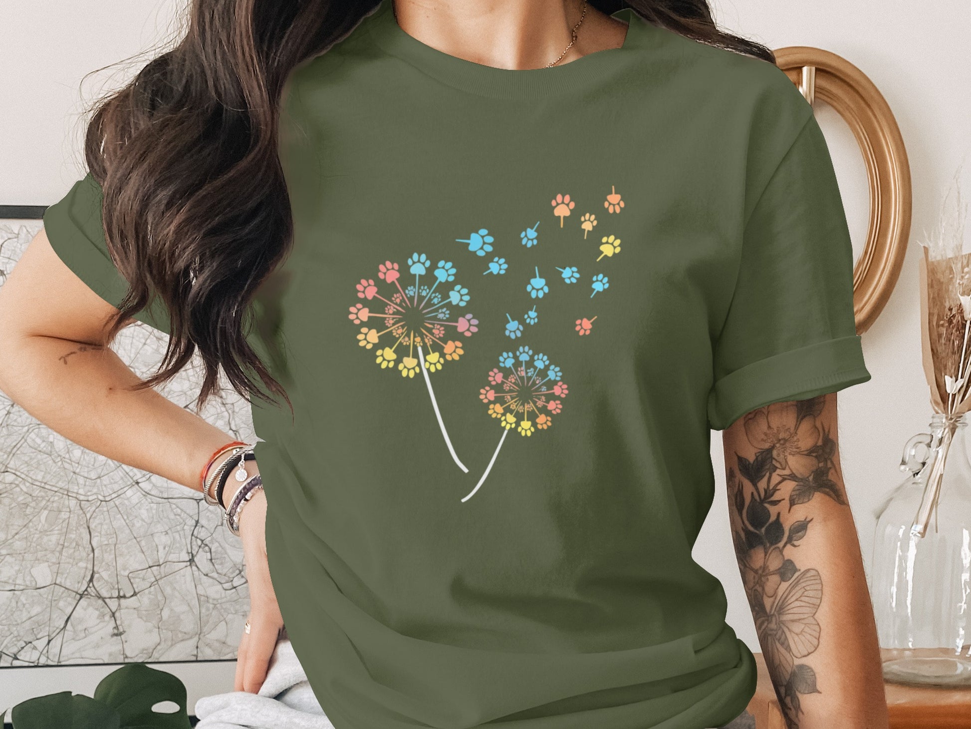 Colorful Paw Print Dandelion Graphic T-Shirt product