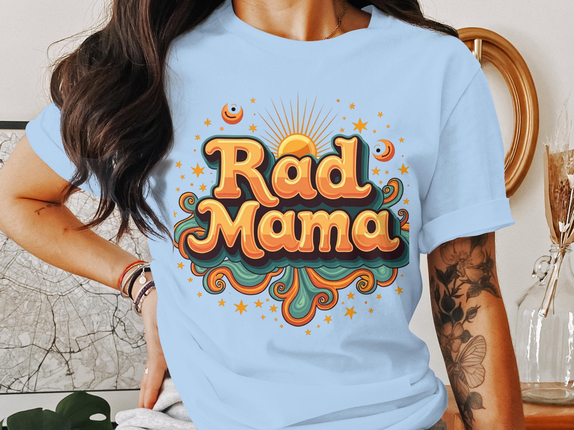 Rad Mama graphic colorful design on t-shirt product