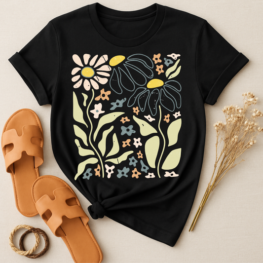 Floral Oversized Black T-Shirt Casual Fashion product