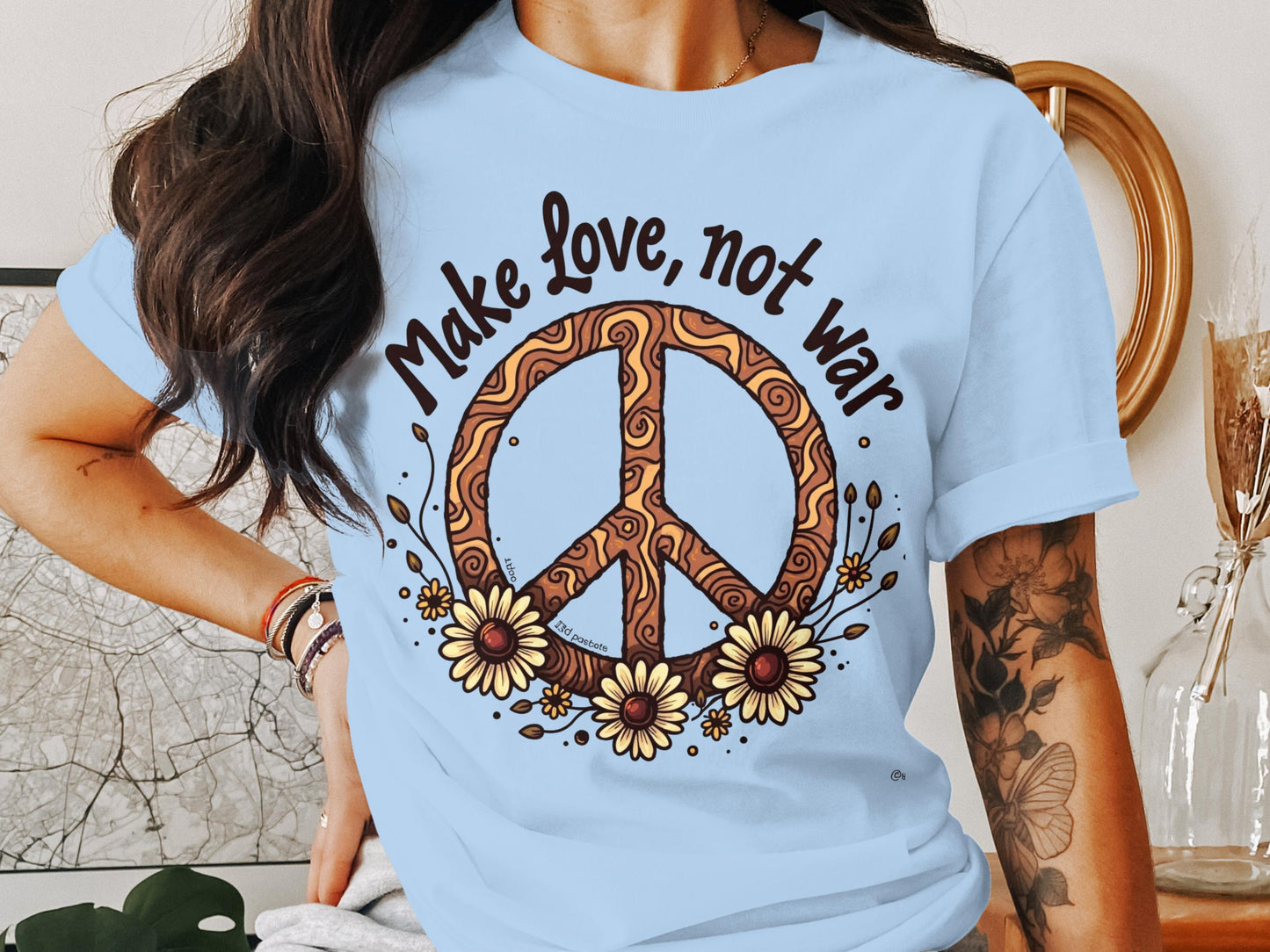 Make Love Not War Peace Sign Graphic Tee product