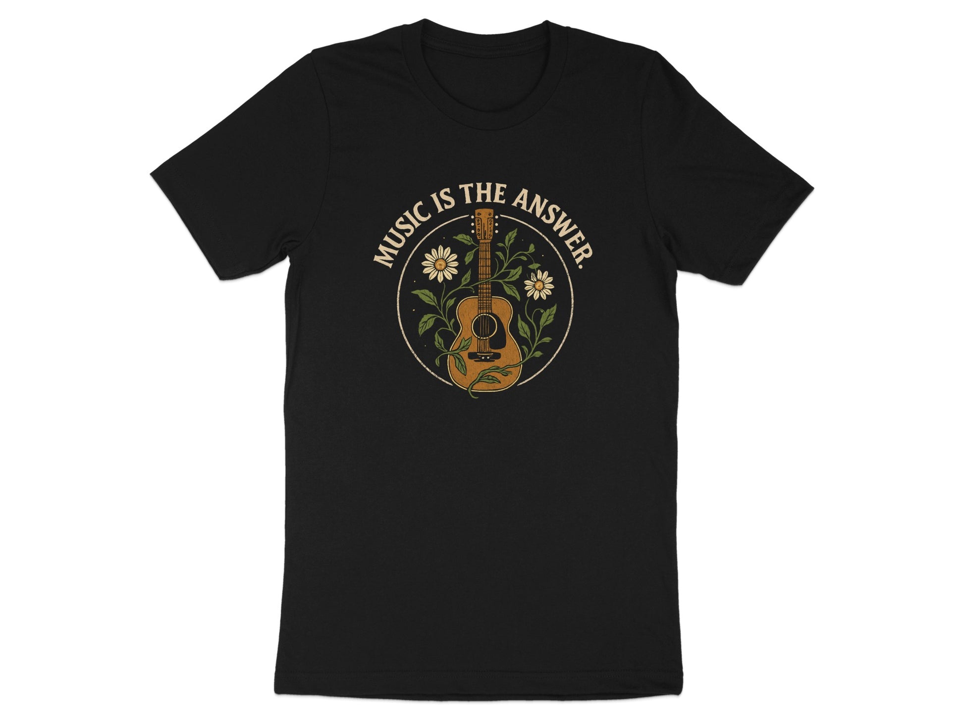Music Is The Answer Guitar Design T-Shirt product type