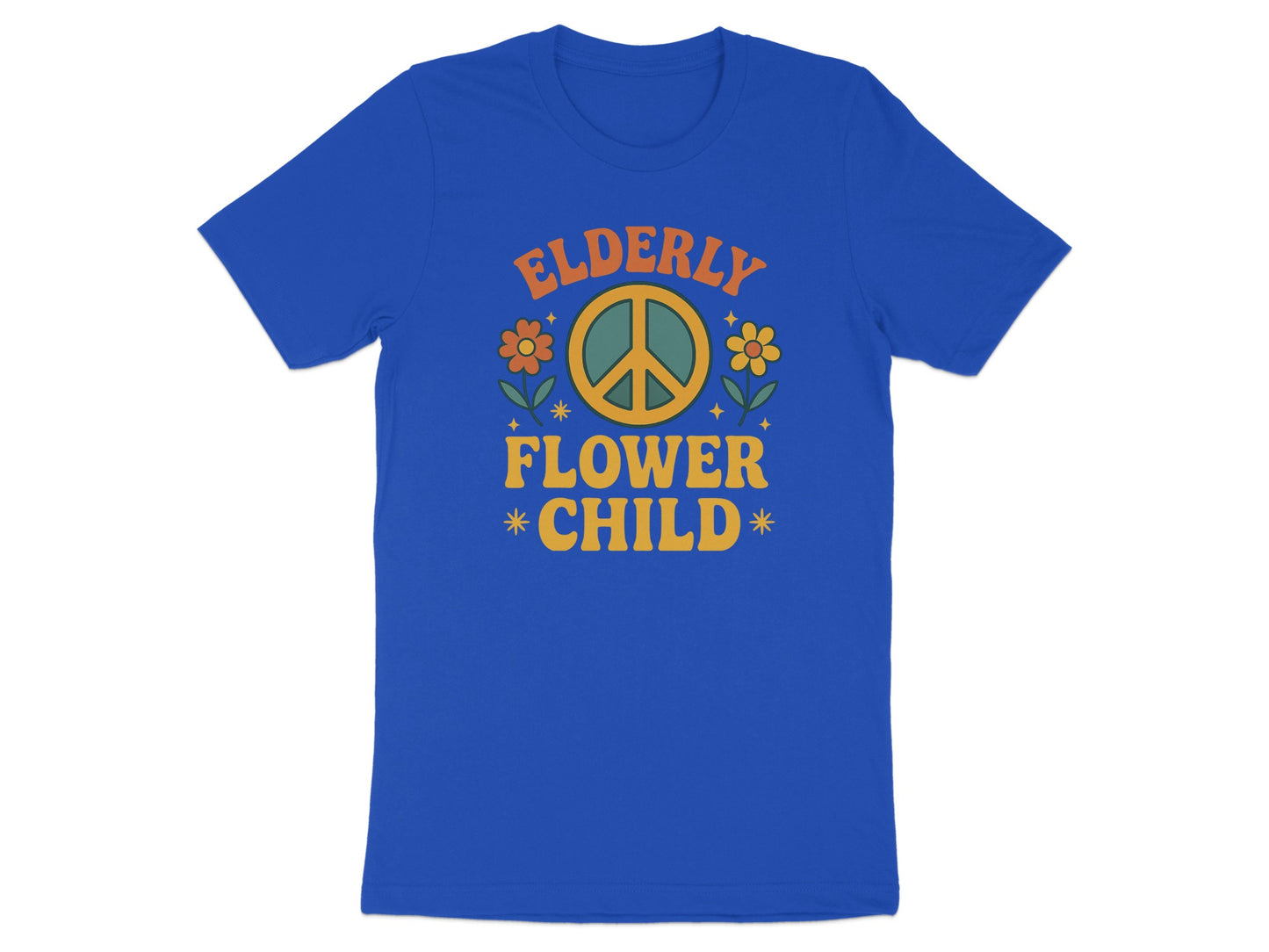 Elderly Flower Child Peace Symbol Graphic T-shirt product type