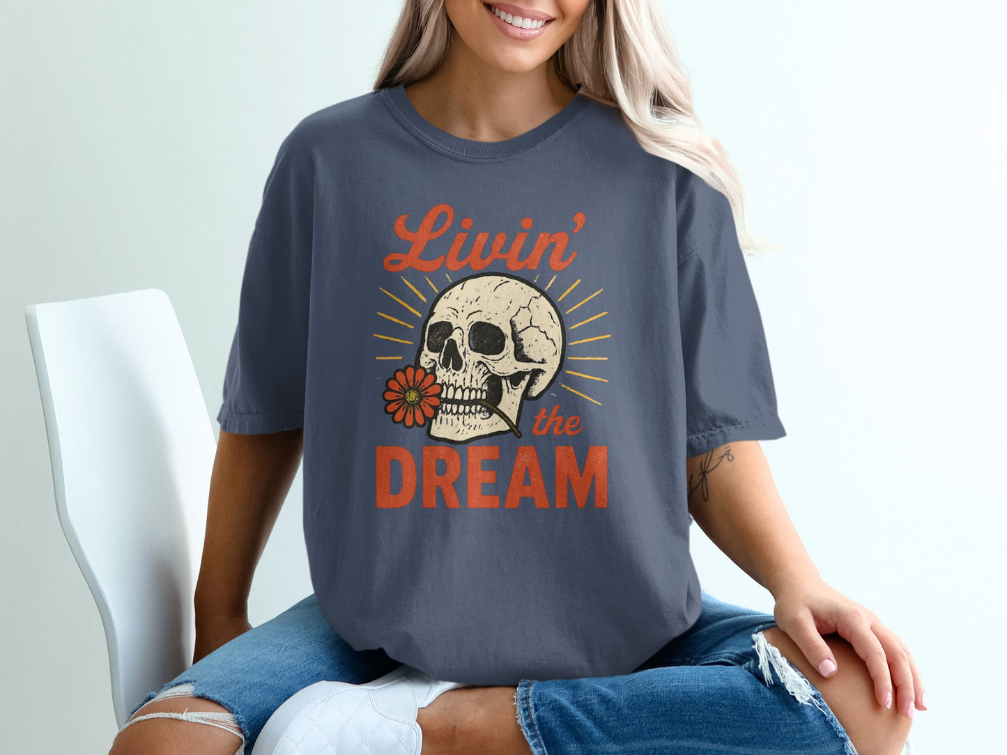 Livin' the Dream Skull Graphic Tee Shirt product