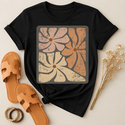 Retro Floral Abstract Graphic Print T-Shirt product