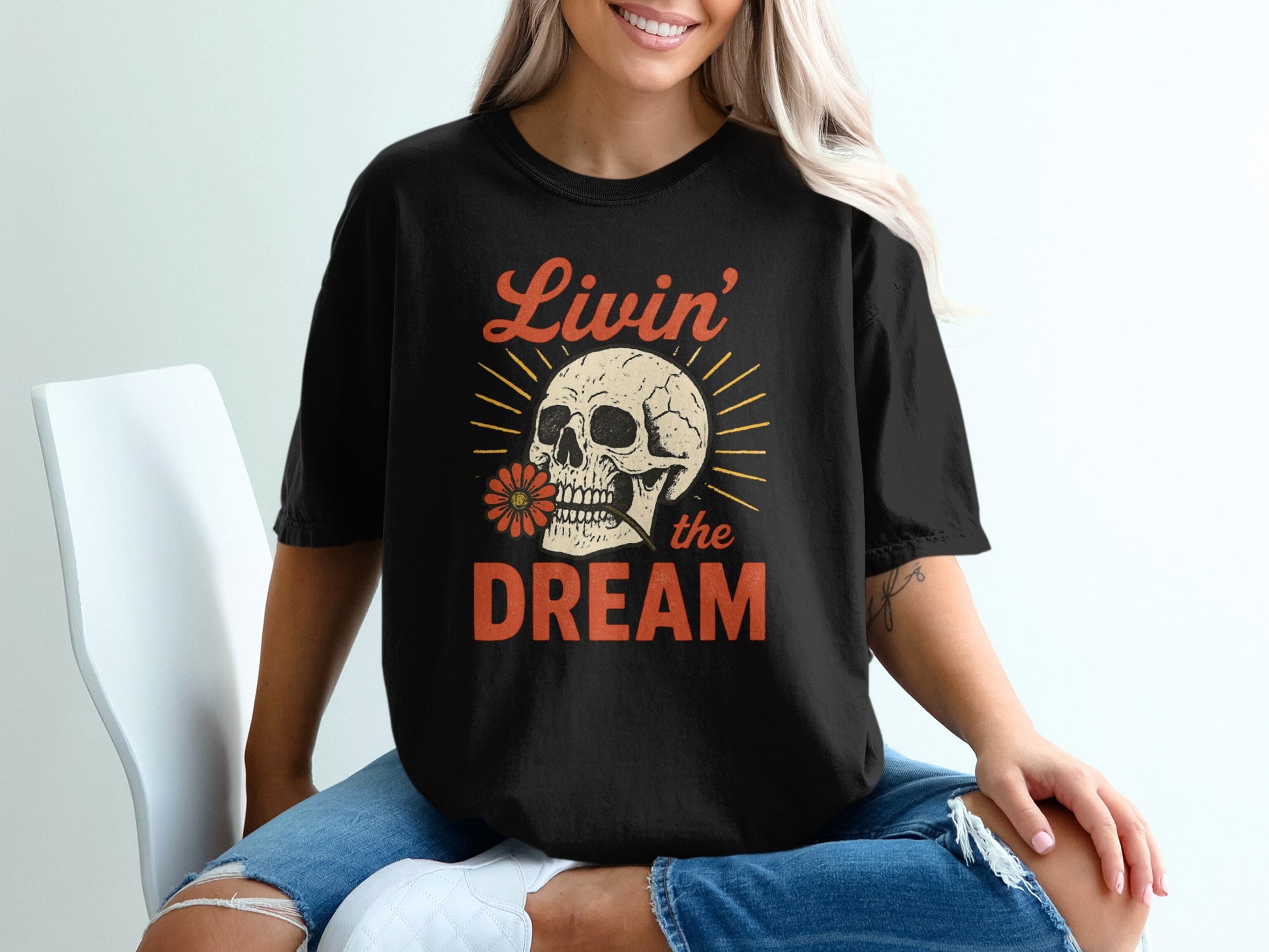 Livin' the Dream Skull Graphic Shirt product type