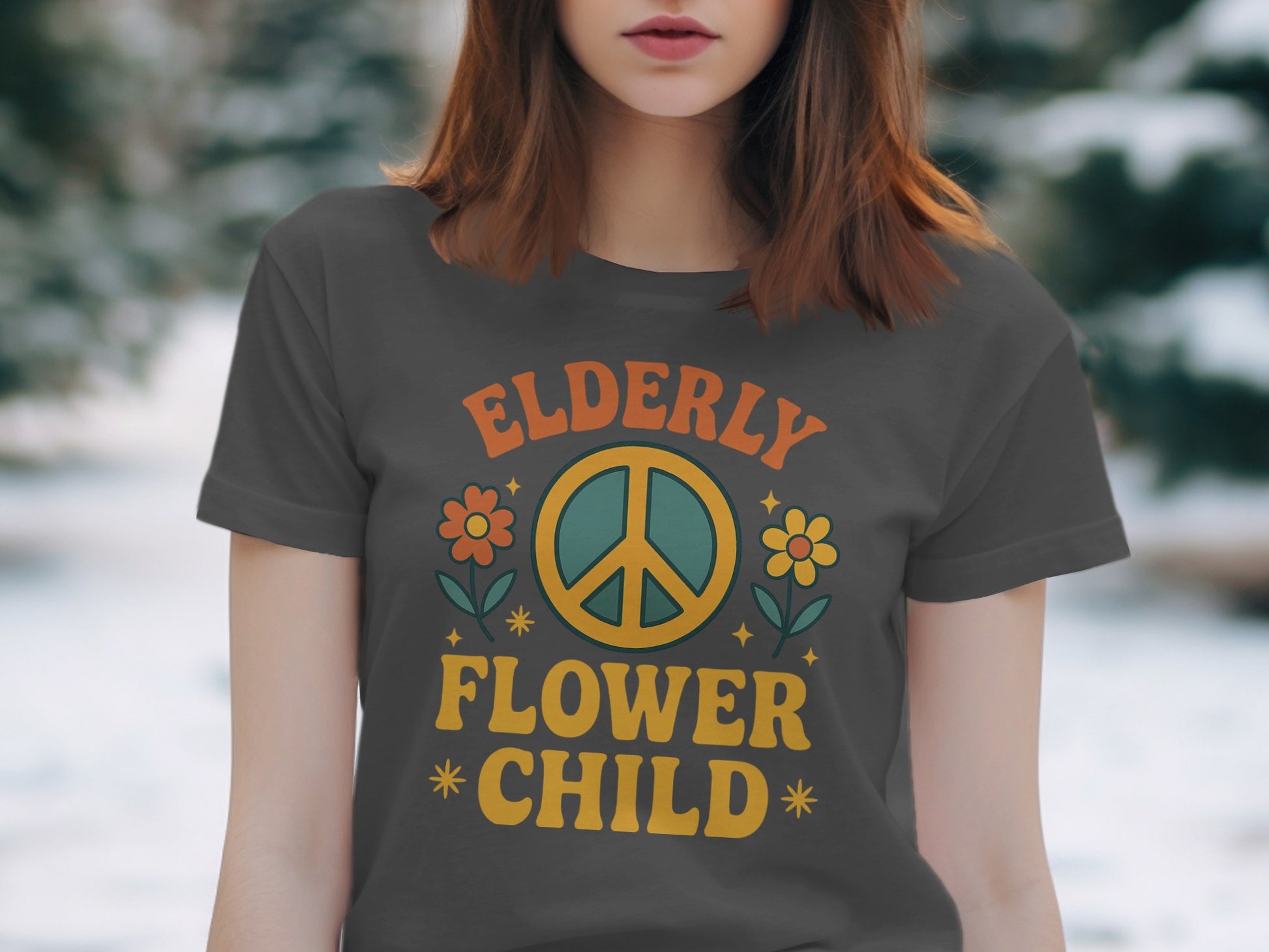 Elderly Flower Child Graphic Tee Shirt product type