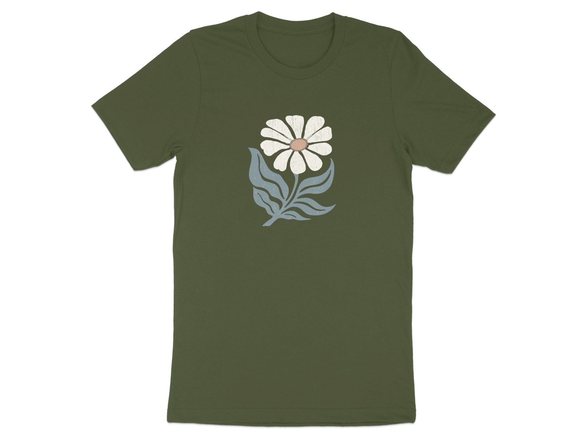 Vintage Flower Graphic Teal T-shirt Casual Wear product type