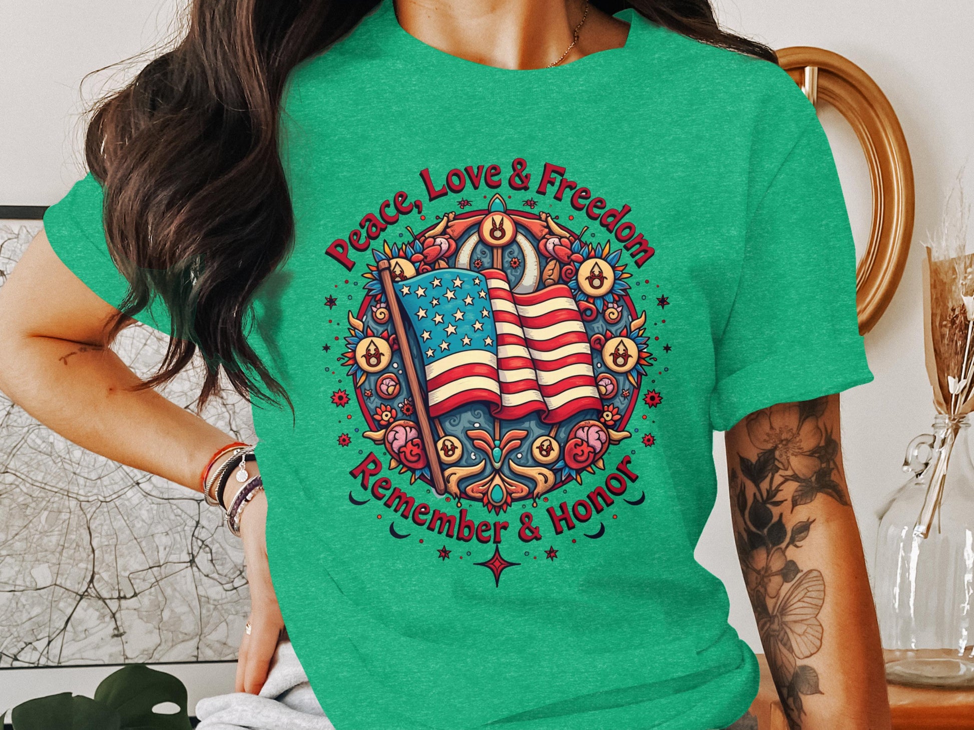 Peace Love Freedom Remember Honor Flag Graphic Shirt product