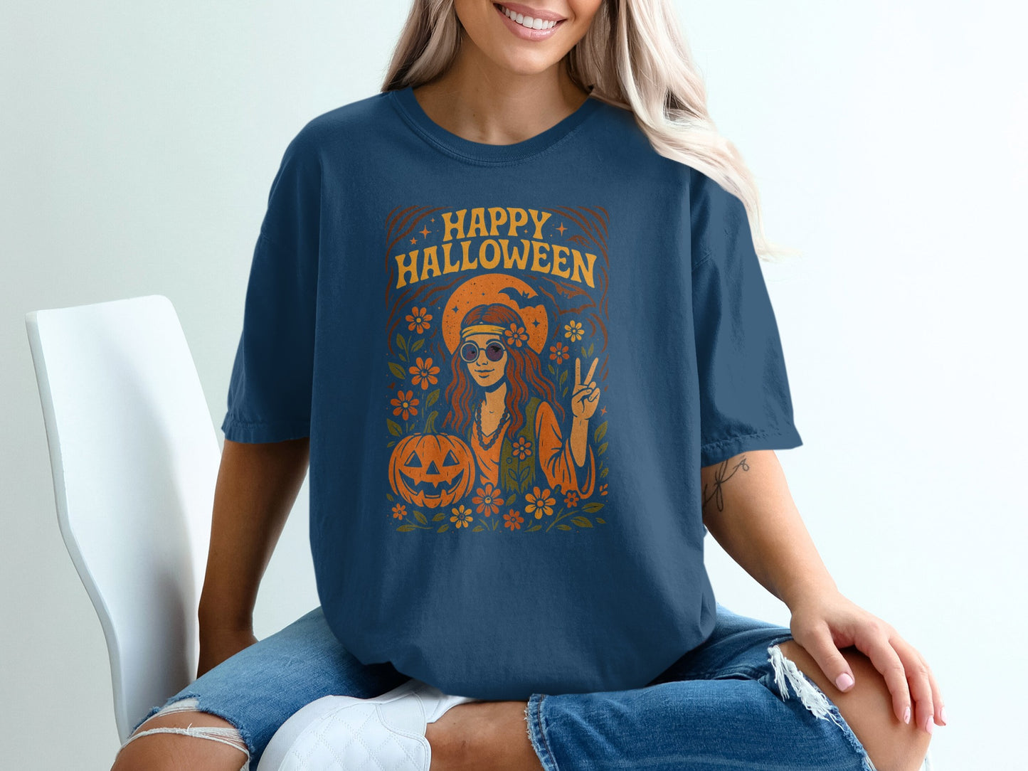 Happy Halloween Peace Sign Graphic T-Shirt product