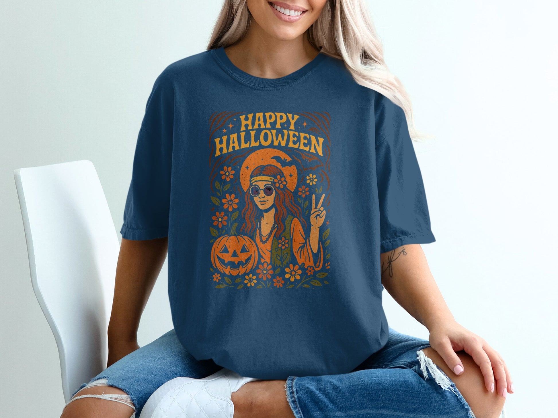 Happy Halloween Peace Sign Graphic T-Shirt product