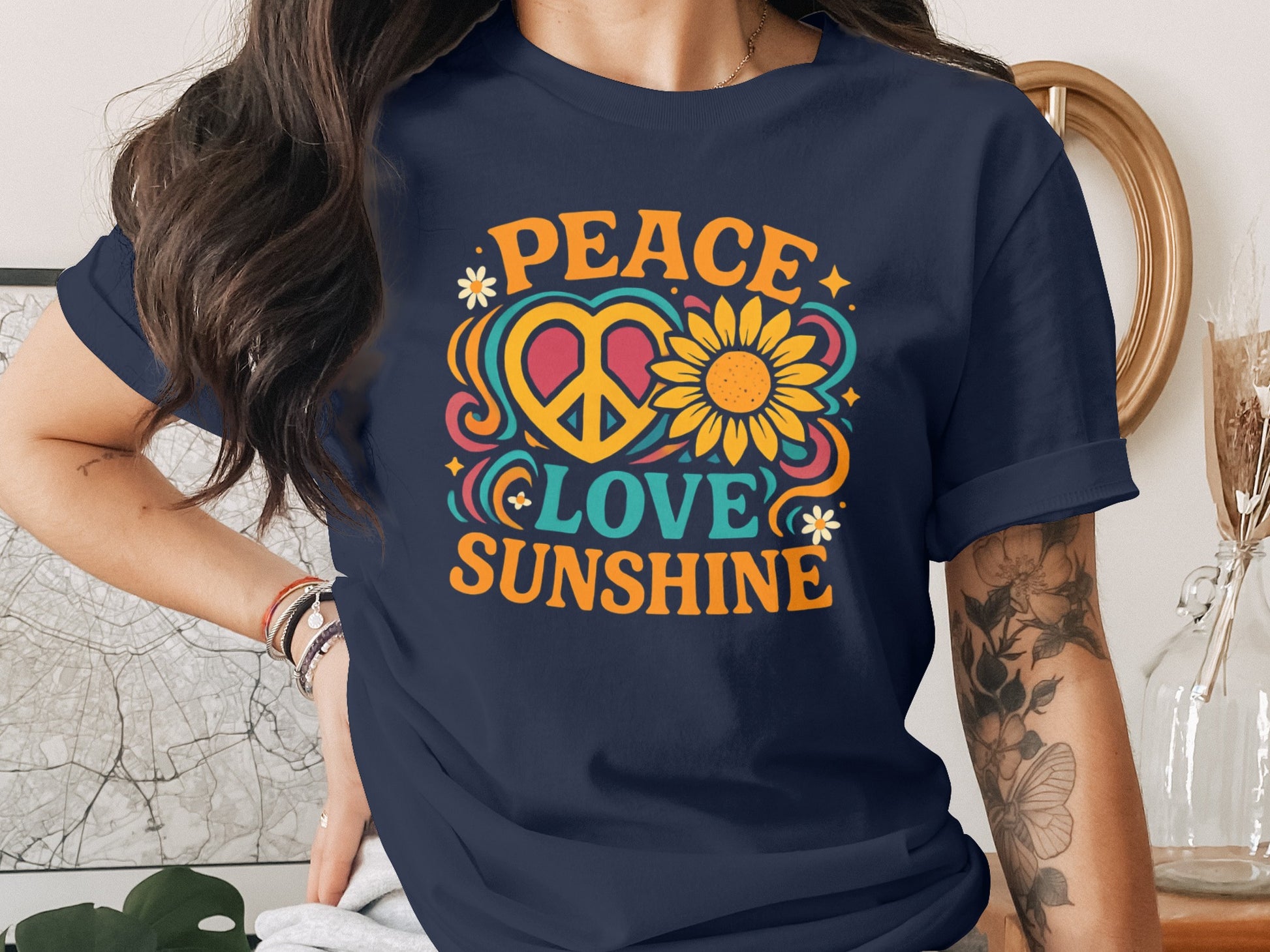 Peace Love Sunshine Tee with Positive Vibes product