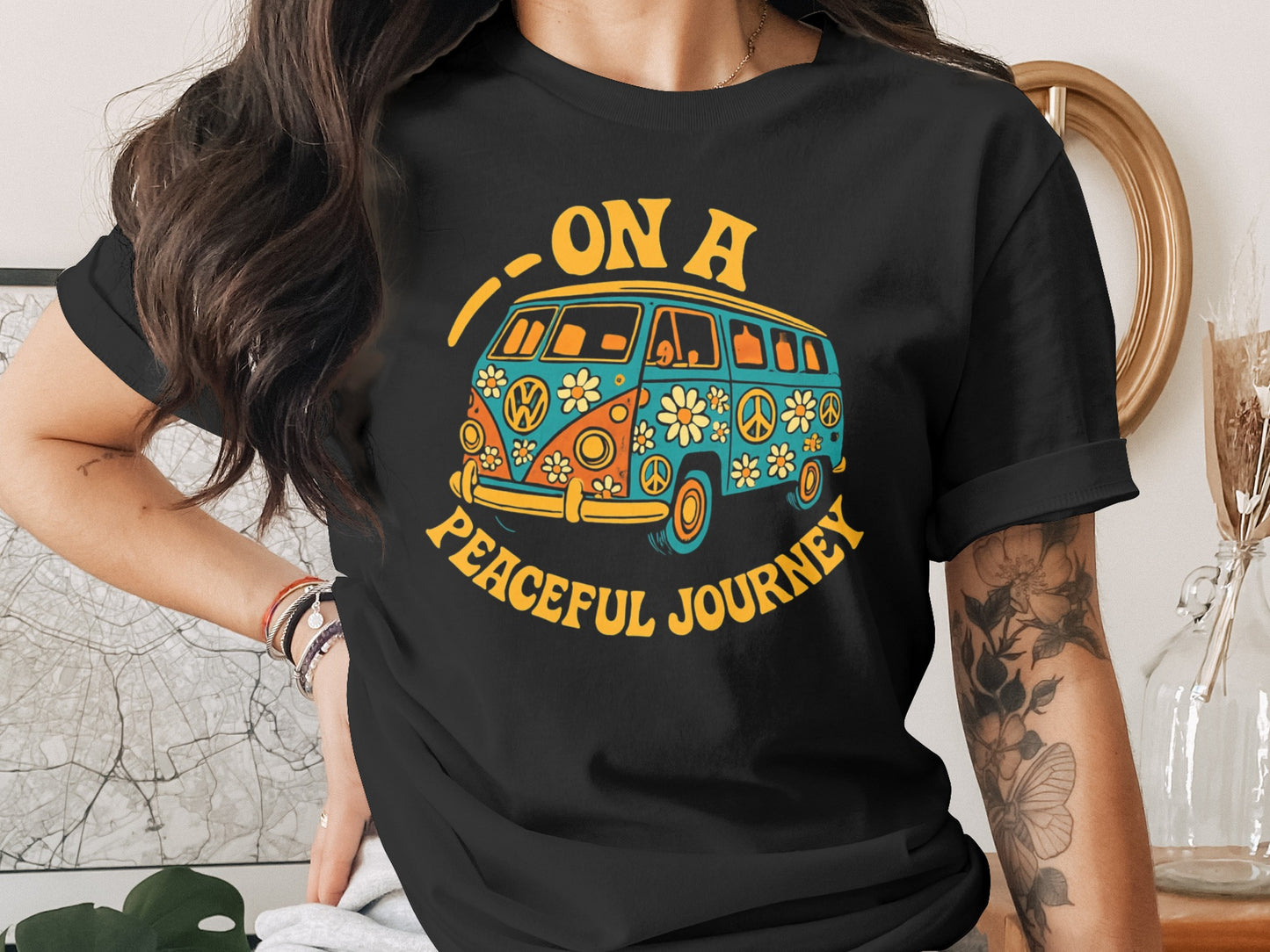 On a Peaceful Journey Groovy Bus T-Shirt product
