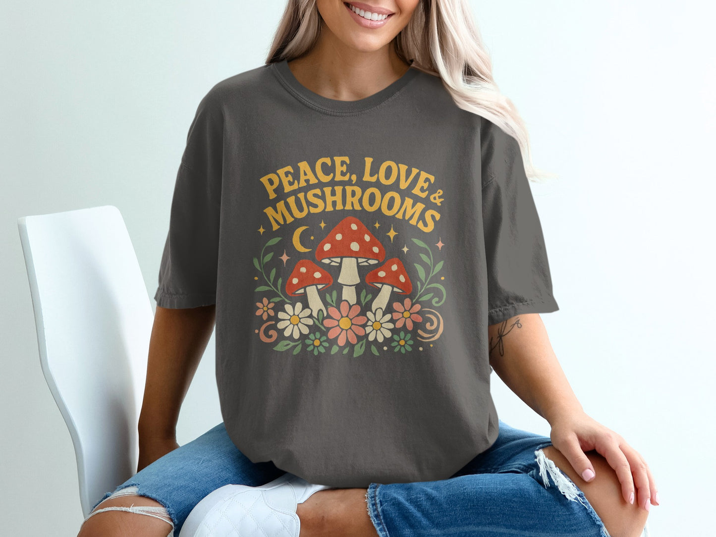 Peace Love and Mushrooms Graphic Tee product