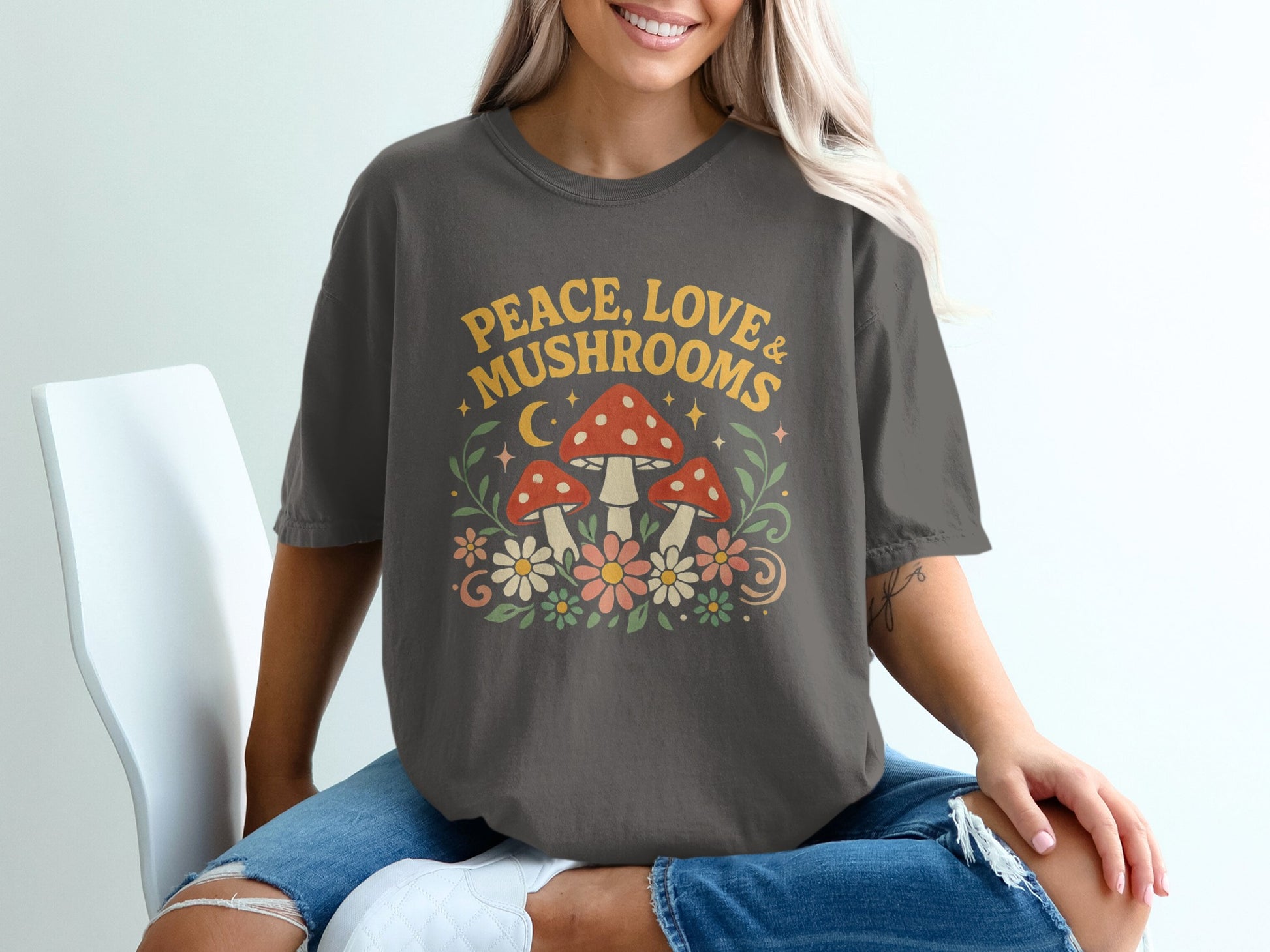 Peace Love and Mushrooms Graphic Tee product