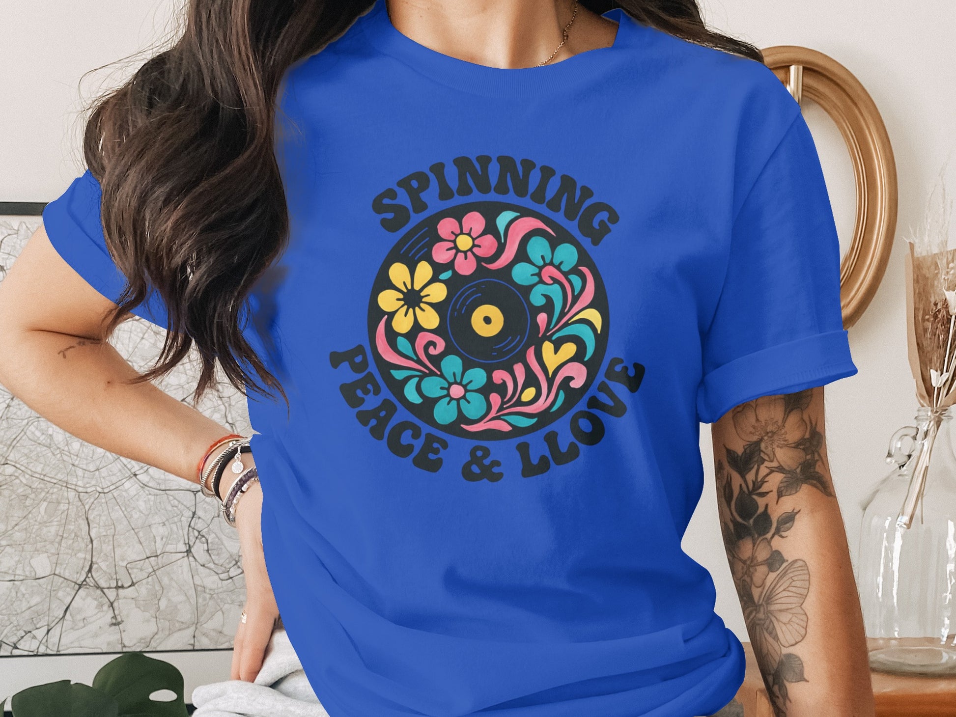 Spinning Peace and Love Graphic T-Shirt product type