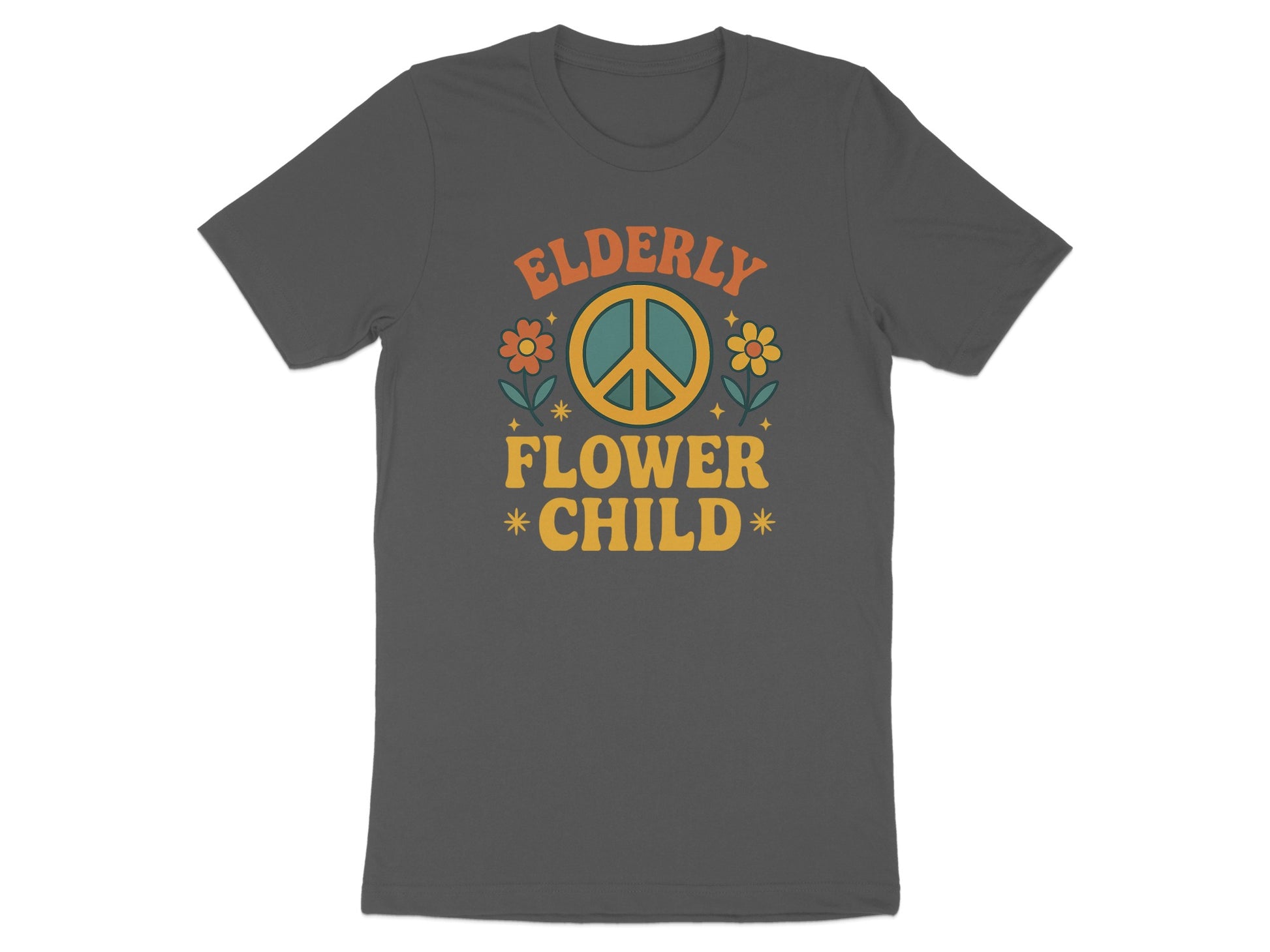 Elderly Flower Child Peace Sign Graphic T-Shirt product type