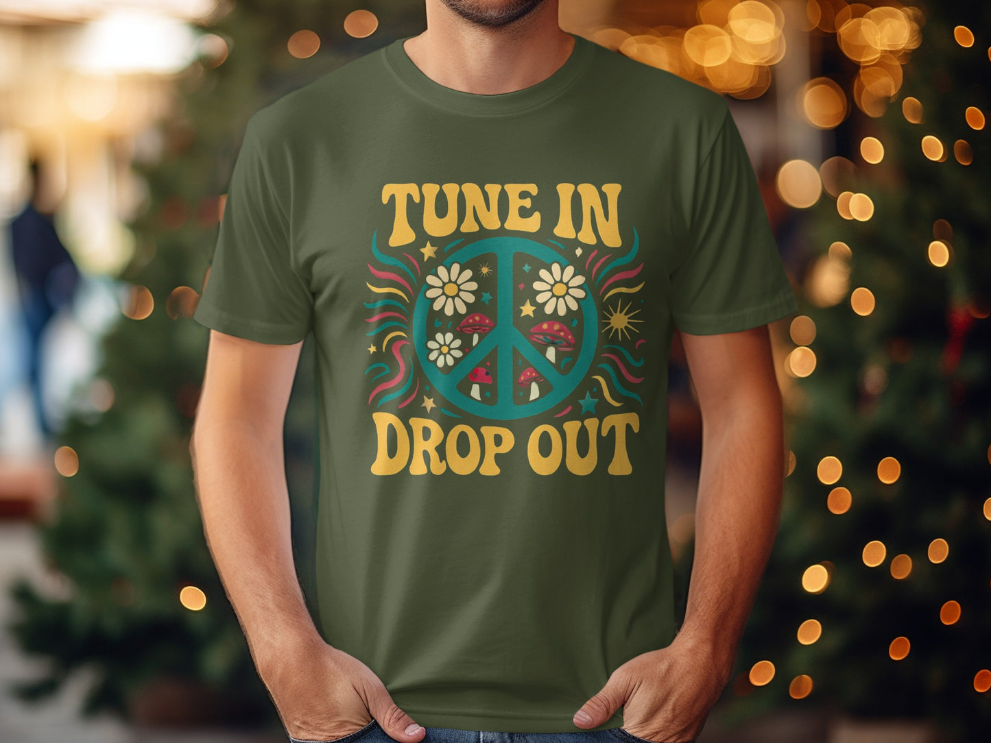 Tune In Drop Out Peace Symbol Graphic Shirt product type