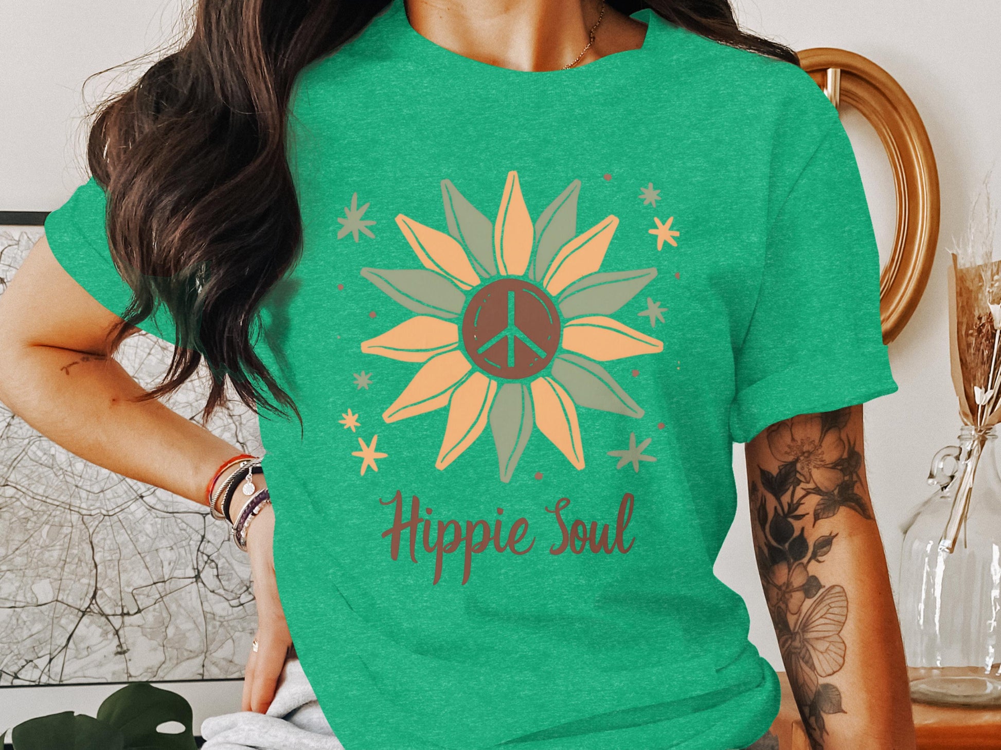 Floral Peace Sign Hippie Soul Graphic Tee product type