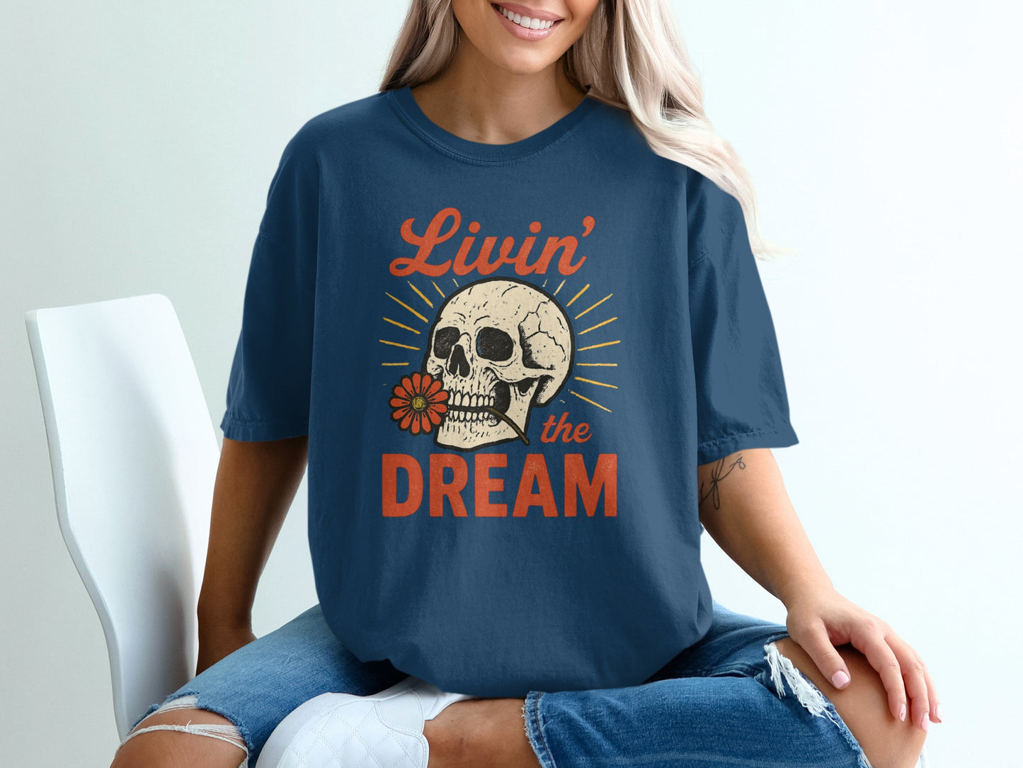 Livin' the Dream Skull Graphic T-Shirt product type