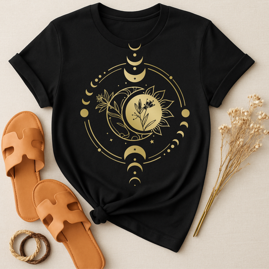 Moon Phases Floral Graphic Tee Casual Wear product type