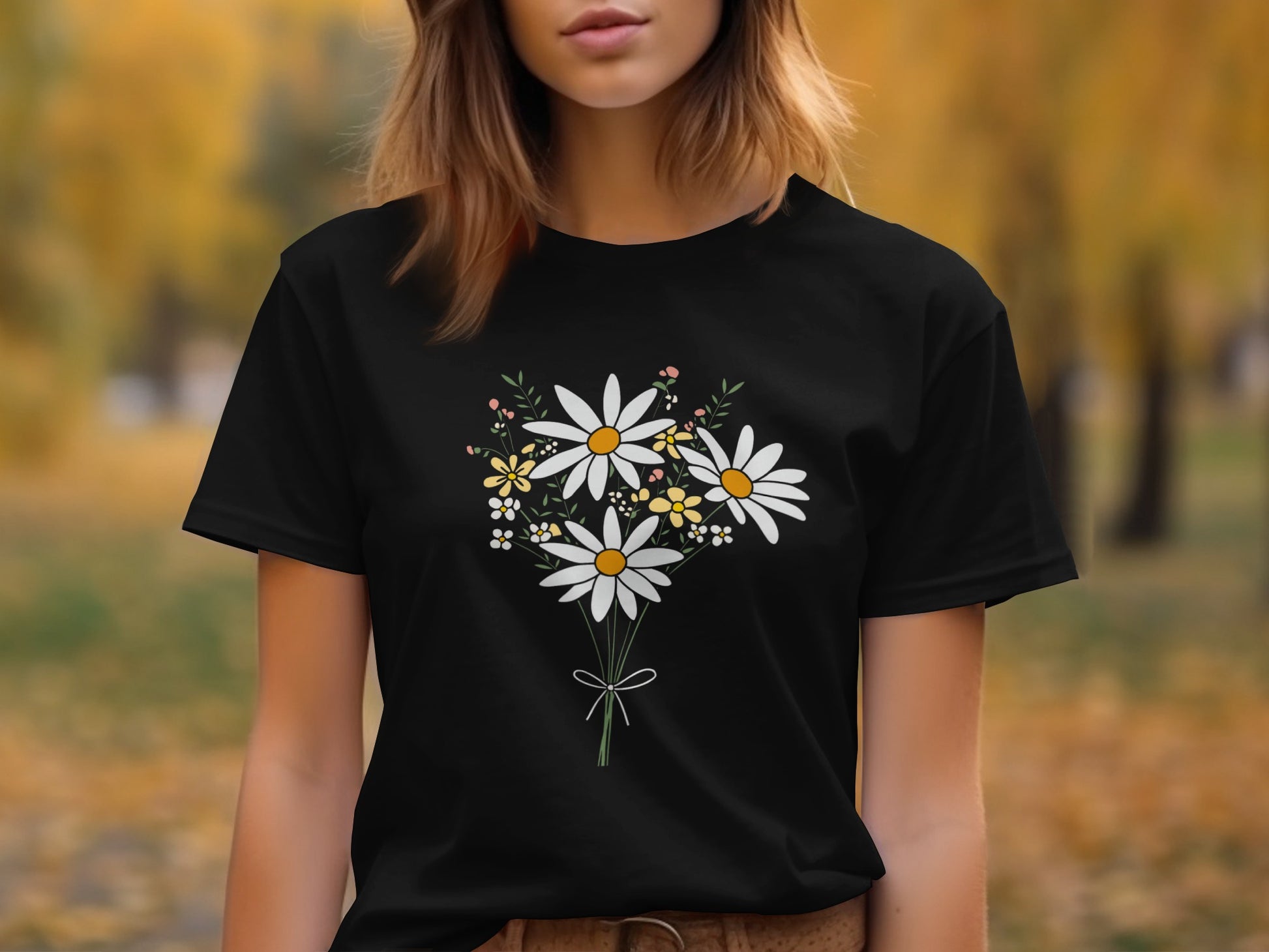Graphic T-shirt with Elegant Floral Bouquet Design