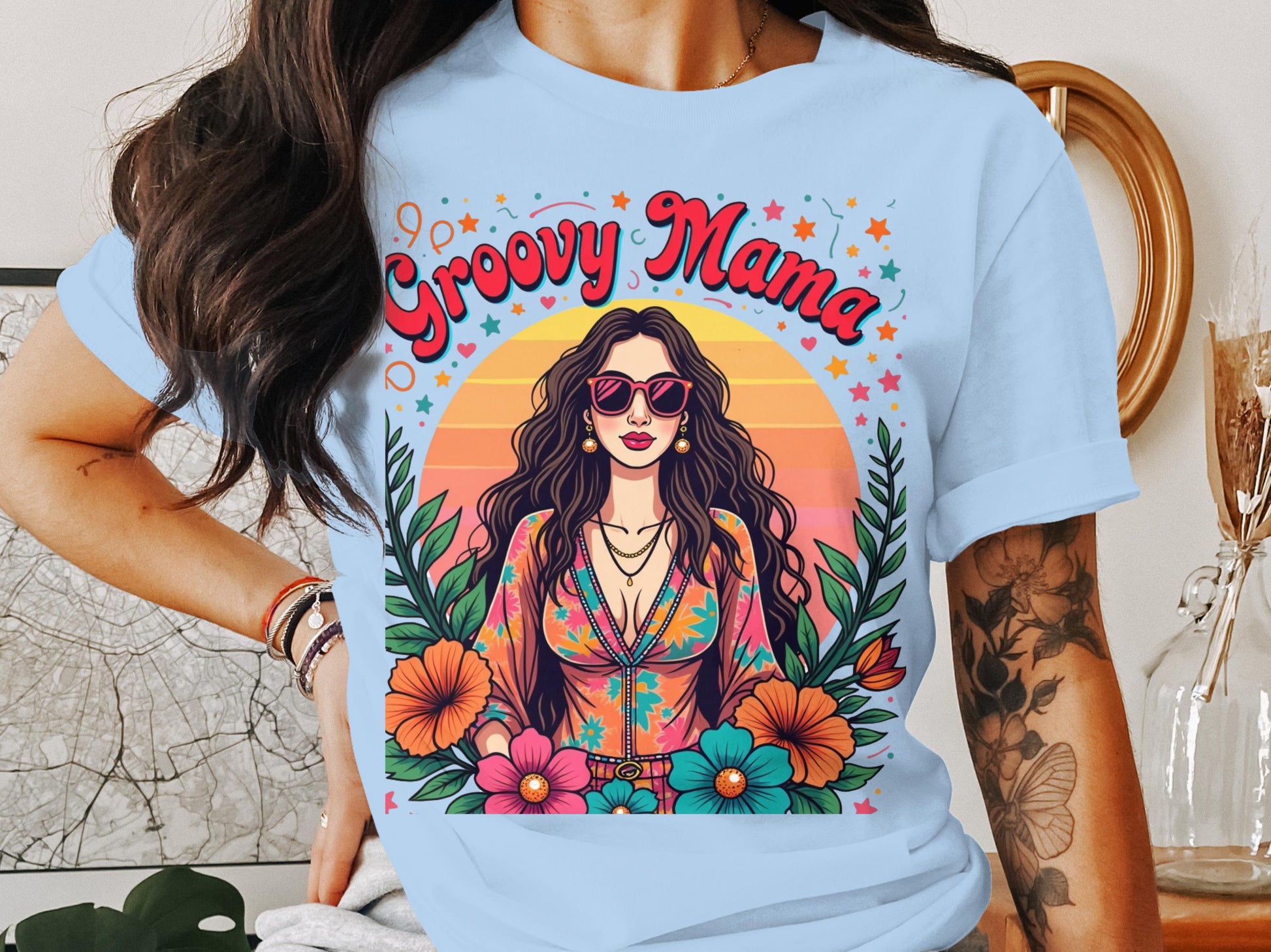 Groovy Mama Graphic T Shirt Colorful Art Print product