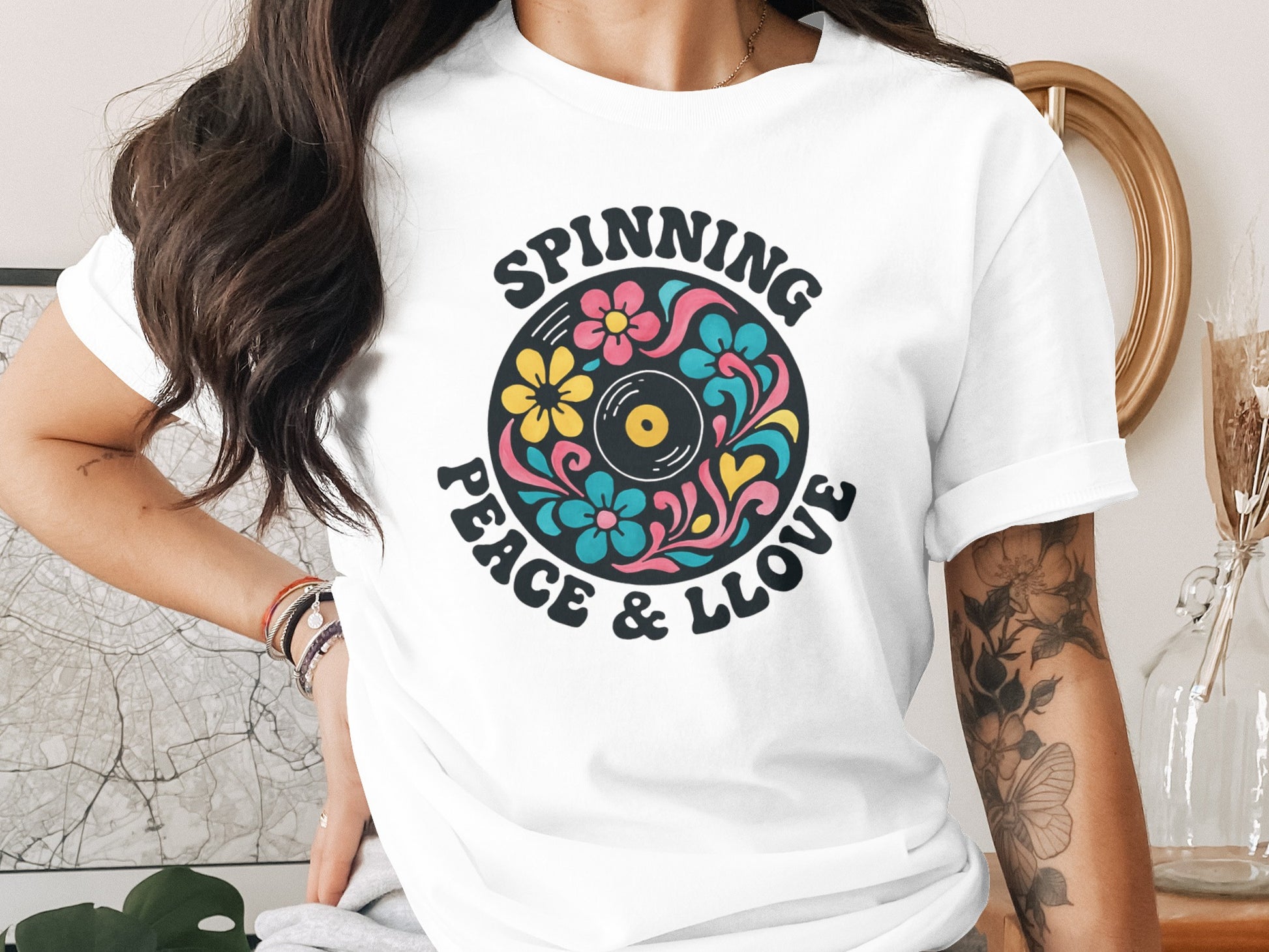 Spinning Peace and Love Graphic Tee product type